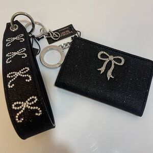 VICTORIA'S SECRET PINK Bling BOWS with Rhinestones KEYCHAIN / Wristlet & Wallet